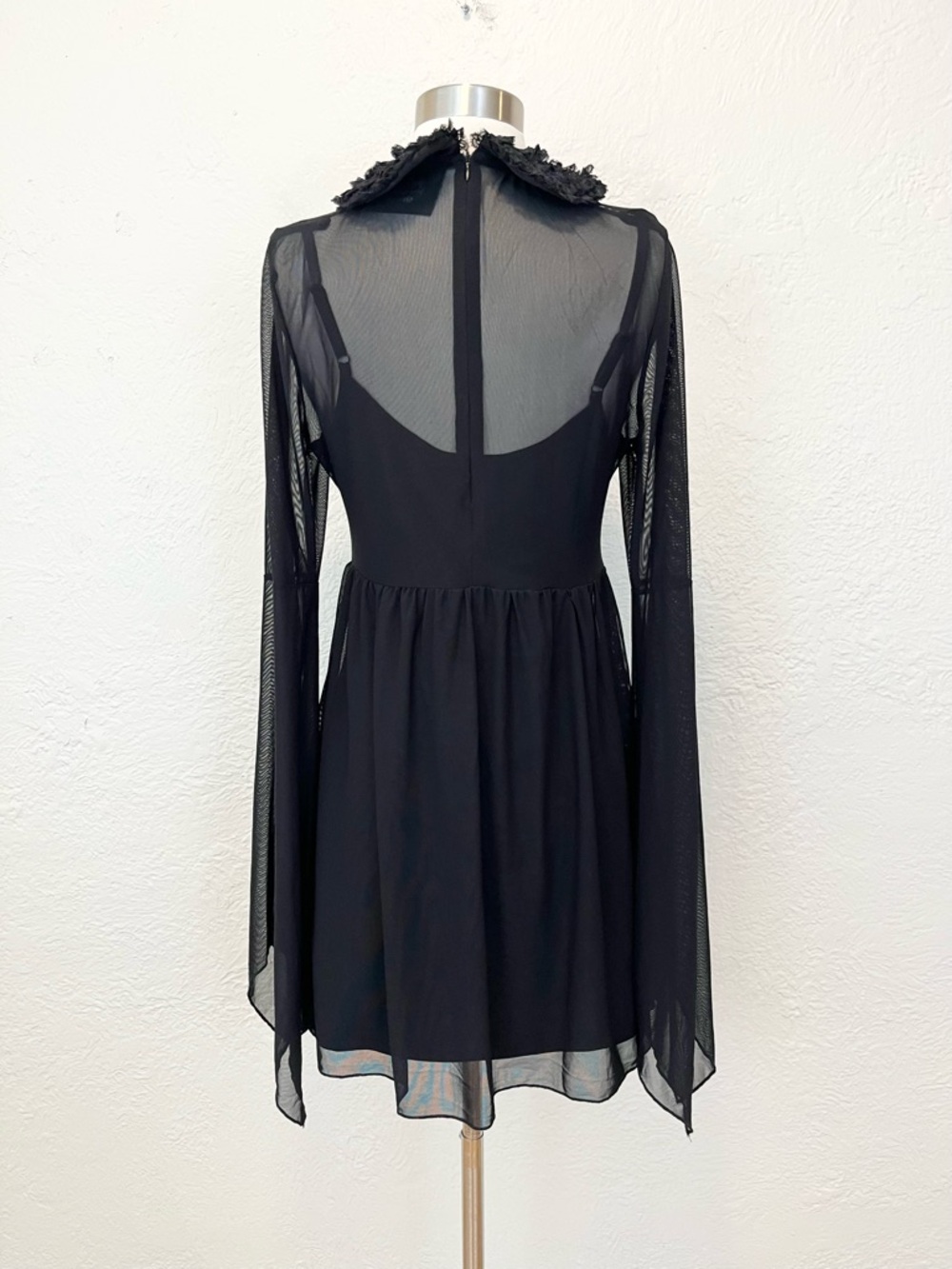 Killstar Dress Babydoll Mesh Bell Sleeve Ruffle Collar Goth Witchy Medium M - Picture 7 of 13